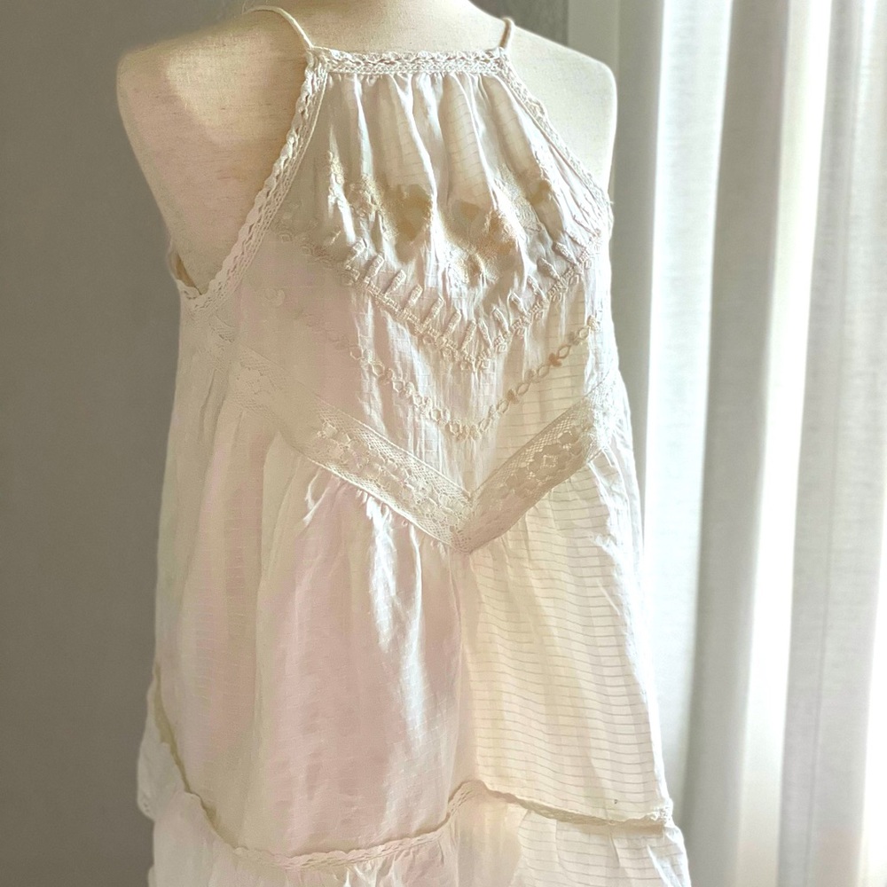 Free People Ivory Elisa Boho Lacy Tieback Tunic